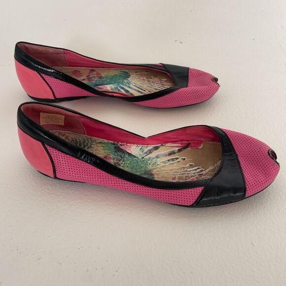 Vintage Y2K Diesel Pink Peep Toe Flats / US 9 / Indie Sleaze Euro Shoes / READ - Picture 4 of 11